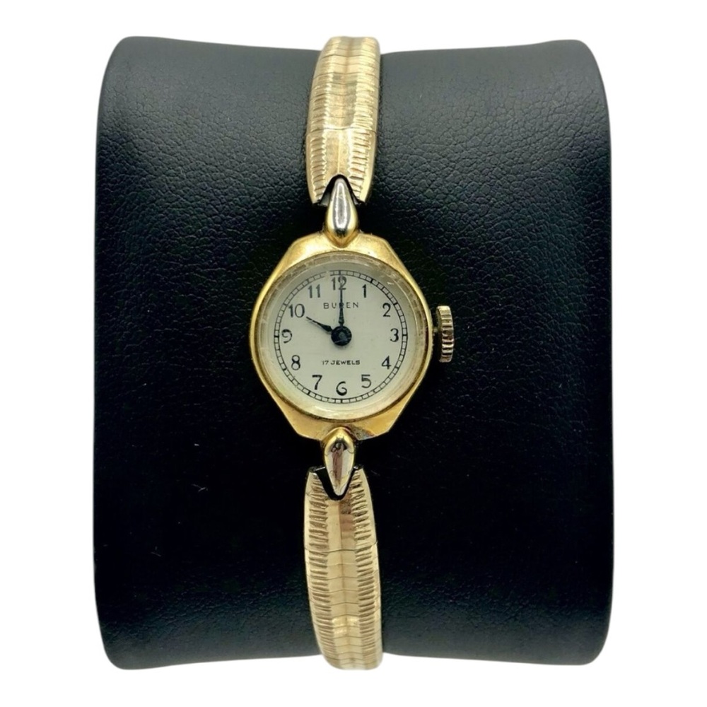 Buren 10k Gold Ladies 17 Jewel RGP Mechanical Wind Watch